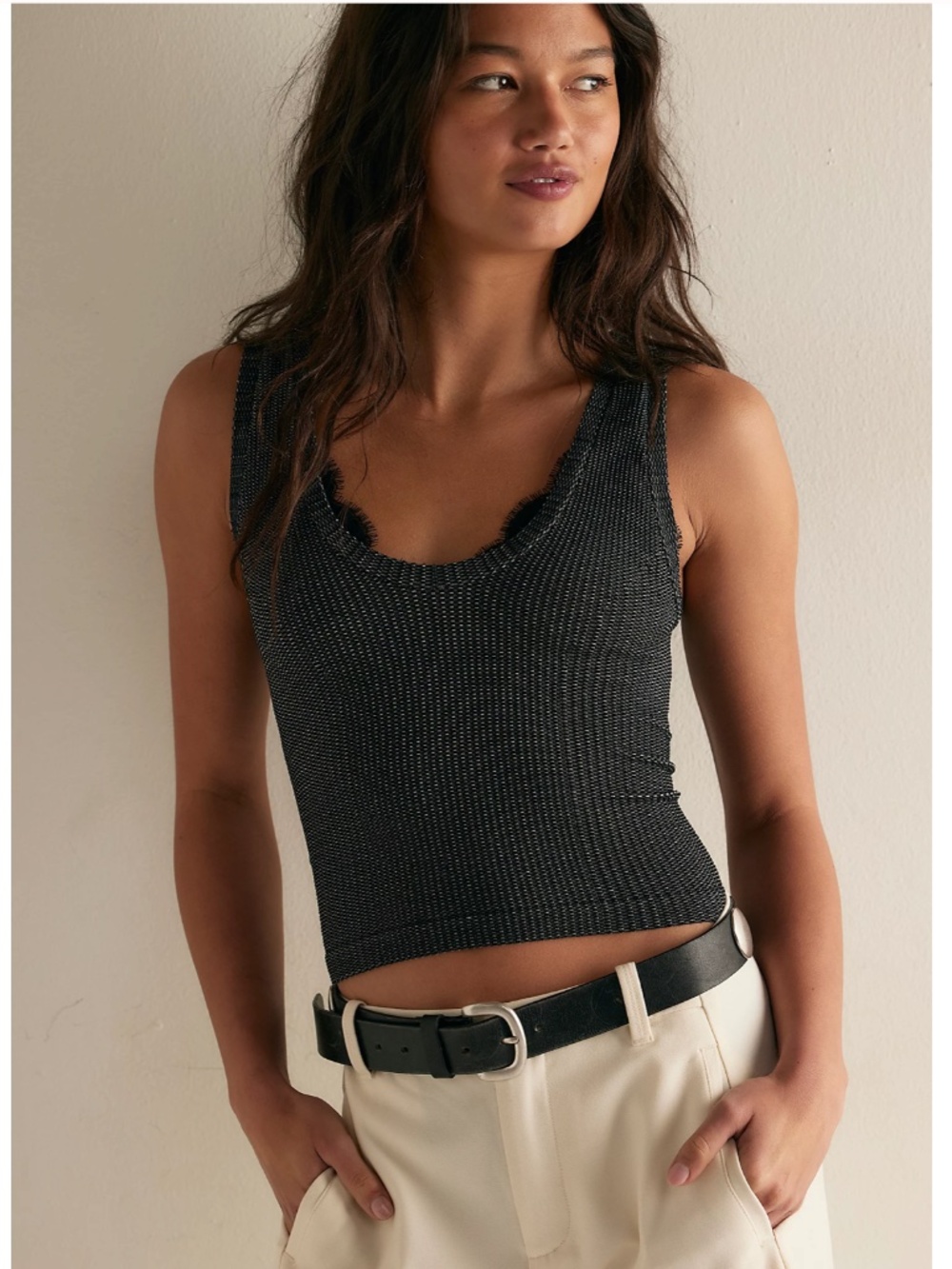 Free People Intimately "Clean Slate" Tank in Black/Gray, M/L